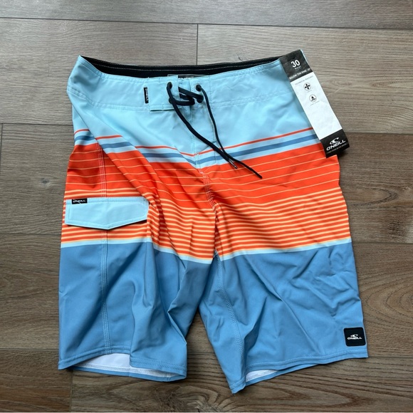 Mens Size 30in O’Neill Board Shorts Blue/Orange Swim Below The Knee - Picture 1 of 6